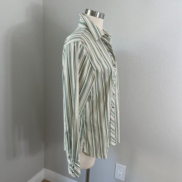 Foxcroft Womens 14 Wrinkle Free Striped Button Up Shirt Long Sleeve Blouse Top - Picture 3 of 9